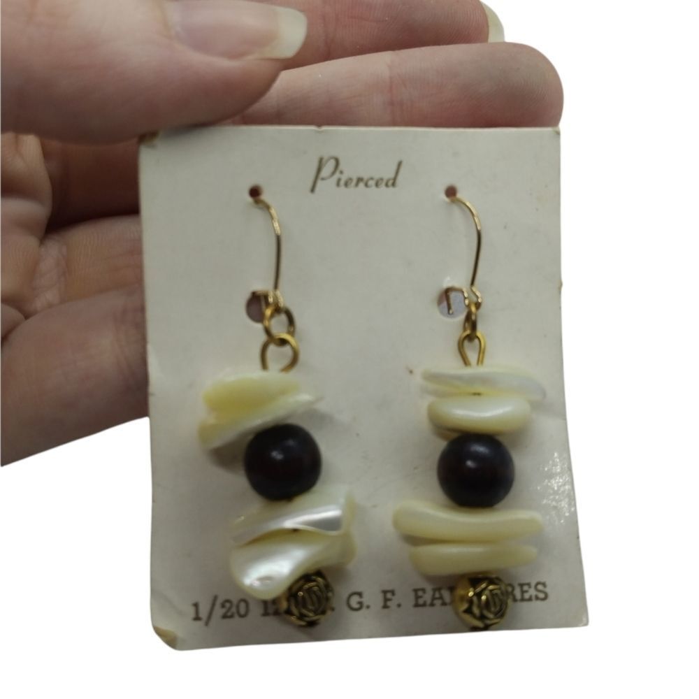 gold filled natural stone mother of pearl earrings
